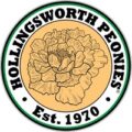 Hollingsworth Peonies Logo - EST. 1970 Missouri peony nursery circular badge with orange peony flower