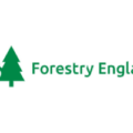 Forestry England official logo - two trees icon with Forestry England wordmark in dark forest green