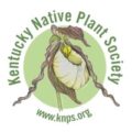 Kentucky Native Plant Society logo featuring Lady's Slipper orchid encircled by society name and website knps.org on a soft green ring.