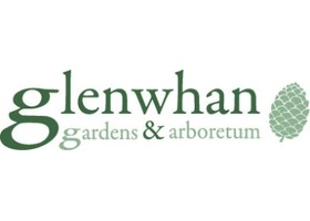 glenwhan gardens and arboretum wordmark with pinecone emblem