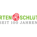 德国 Garten Schlüter 苗圃 官方 logo (绿字 GARTEN SCHLÜTER + 红玫瑰图案 + SEIT 100 JAHREN)