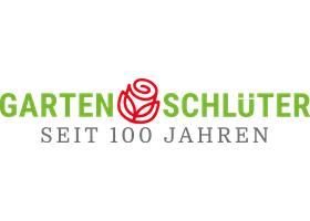 德国 Garten Schlüter 苗圃 官方 logo (绿字 GARTEN SCHLÜTER + 红玫瑰图案 + SEIT 100 JAHREN)