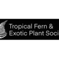 Tropical Fern & Exotic Plant Society - white fern frond on black background with two-line wordmark
