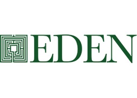 Eden Magazine official EDEN serif wordmark with plant motif (Belgian garden magazine)