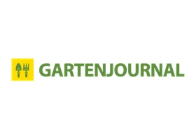 Gartenjournal 标志，黄色方块里是绿色手铲和小耙，右侧是深绿色 GARTENJOURNAL 字样