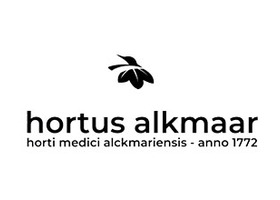 荷兰 Hortus Alkmaar 植物园 logo，白底配黑色叶子图标与 hortus alkmaar 字样