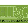 英国历史玫瑰小组 HRG logo，绿色底配白色 HRG 字母与 Historic Roses Group 副标