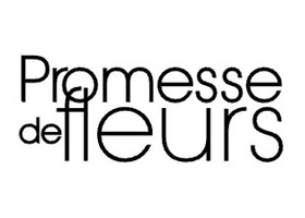 法国花的承诺园艺商店 logo，黑底配 Promesse de fleurs 手写体字样